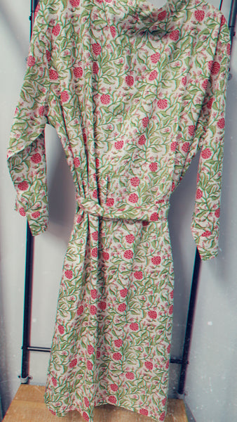 Cotton Robe - Pink Flowers