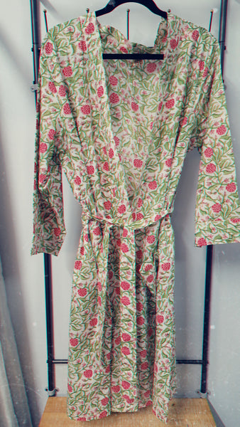 Cotton Robe - Pink Flowers