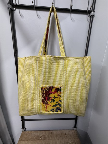 Cotton Velvet Tote Bag - Bird of Paradise Yellow