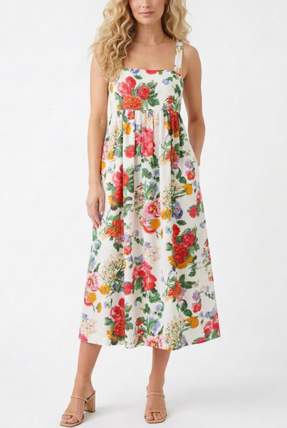 Bunches Floral Dress White