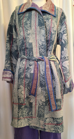 Reversible Vintage Kantha Coat Lavender - I