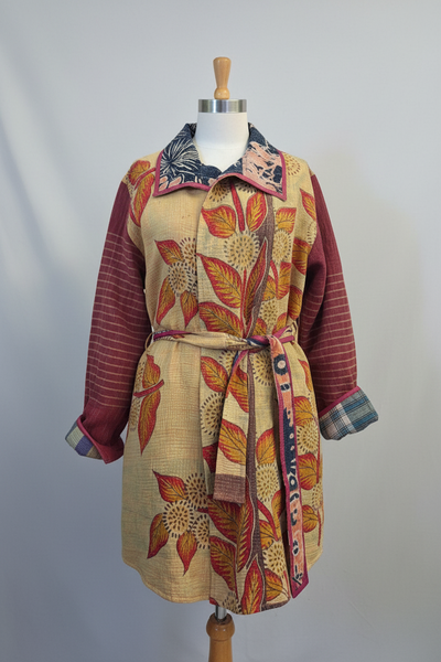 Reversible Vintage Kantha Stitched Coat - H