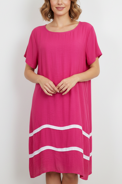 Stripe Dress Hot Pink