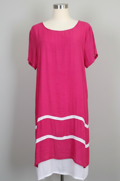 Stripe Dress Hot Pink - Lullaby New Zealand