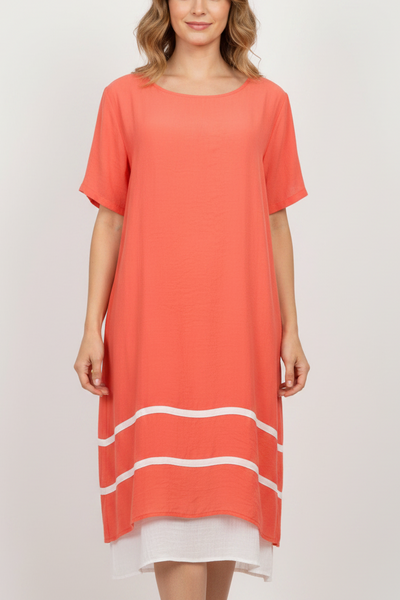 Stripe Dress Coral
