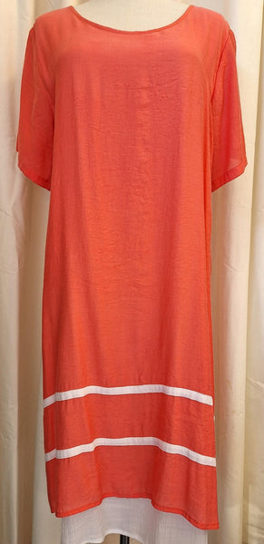 Stripe Dress Coral - Lullaby New Zealand