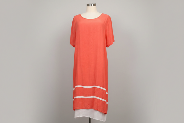 Stripe Dress Coral - Lullaby New Zealand