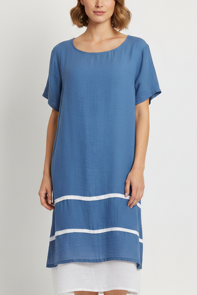 Stripe Dress Sax Blue