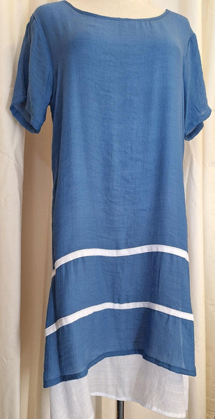 Stripe Dress Sax Blue - Lullaby New Zealand
