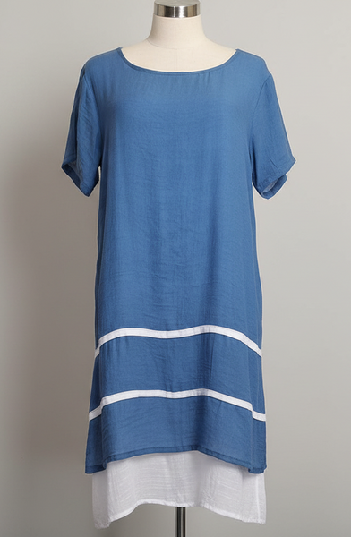 Stripe Dress Sax Blue - Lullaby New Zealand