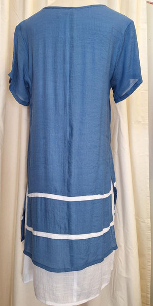 Stripe Dress Sax Blue
