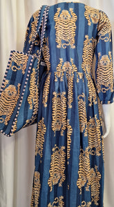 Tiger Print Dress - Navy and Light Denim
