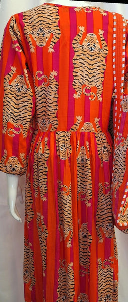 Tiger Print Dress - Orange and Hot Pink
