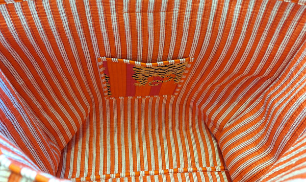 Tiger Print Tote Bag - Orange and Hot Pink