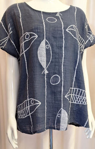 Cotton Fish Top Navy