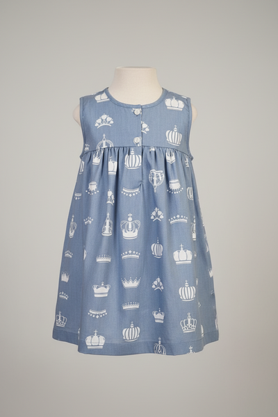 Princess Dress, hand smocked silver thread