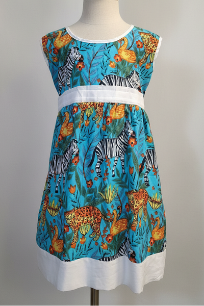 Cotton Animal Print Dress Aqua