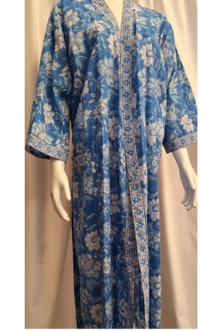 Anokhi Style Robe – White and Blue Flower
