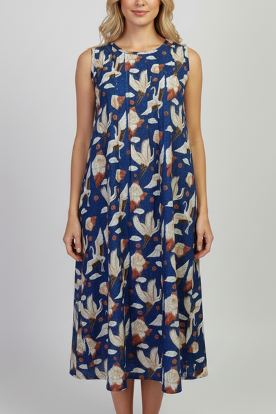 Cotton Dress Blue Crane