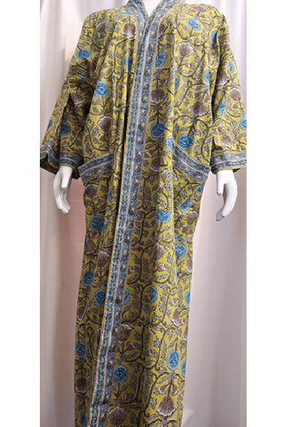 Anokhi Robe – Chartreuse and Turquoise