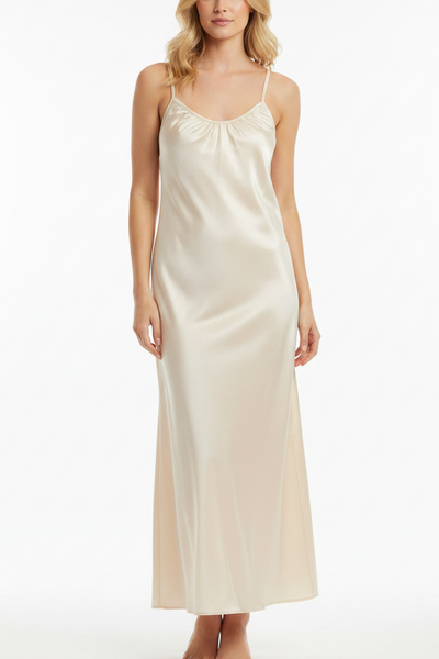 Silk Vicki long nightdress - Cream