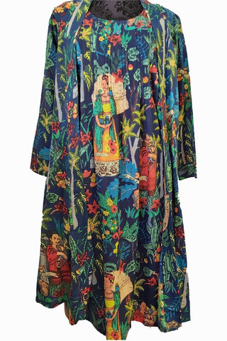 Frida Kahlo Cotton Robes - Navy