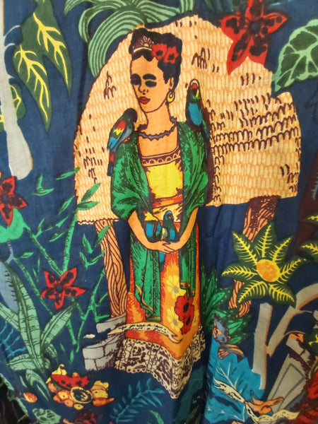 Frida Kahlo Cotton Robes -Navy