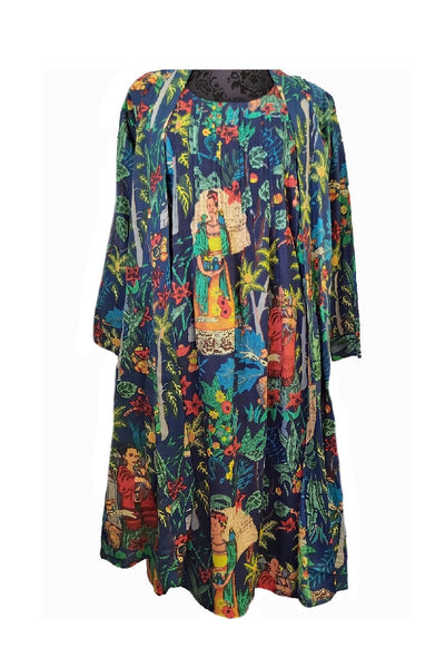 Frida Kahlo Cotton Robes - Navy