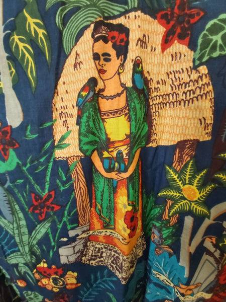 Frida Kahlo Cotton Robes - Navy