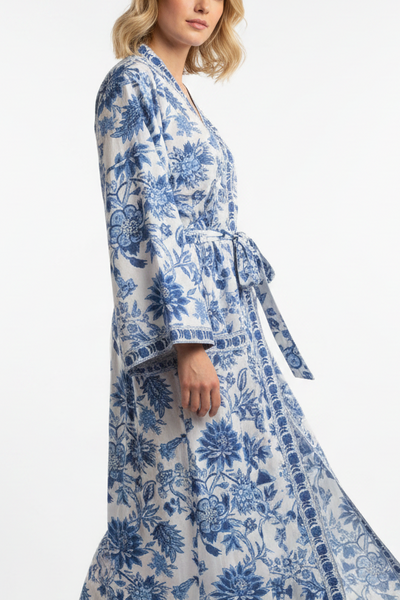 Anokhi Robe – Blue and White Flowers