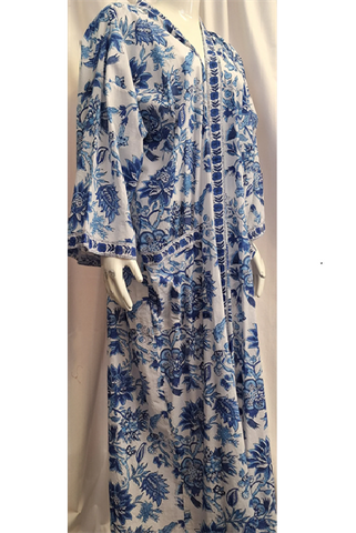 Anokhi Robe – Blue and White Flowers