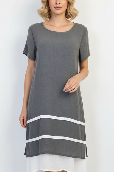 Stripe Dress Charcoal