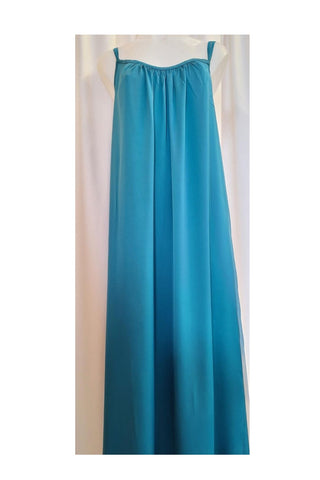Silk Vicki long nightdress - Petrol Blue