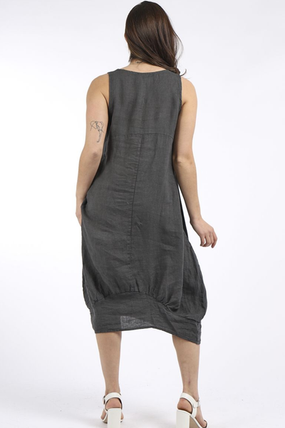Round Neck, Ribbed Sides - Charcoal