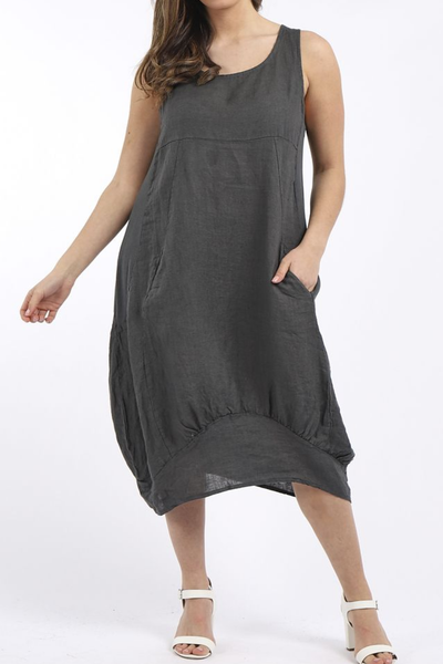 Round Neck, Ribbed Sides - Charcoal