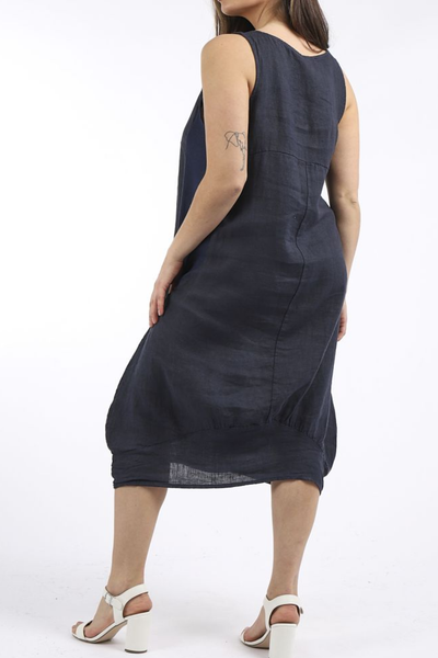 Round Neck, Ribbed Sides - Navy