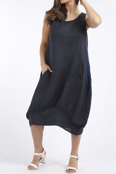 Round Neck, Ribbed Sides - Navy