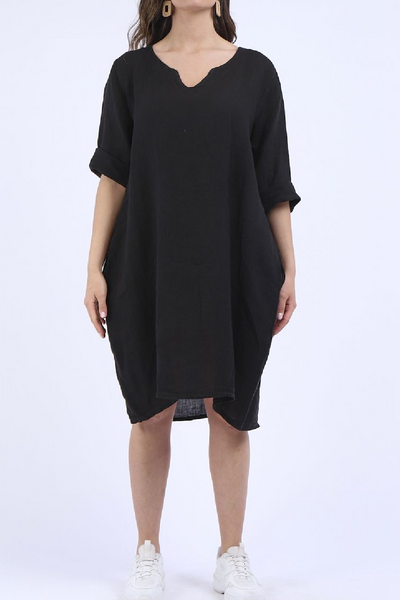 V-neck Sleeve dress - Black