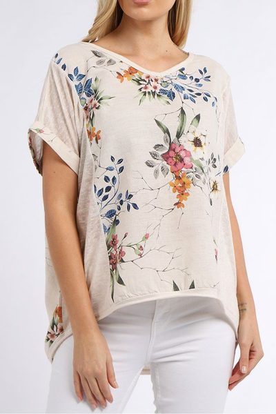 Linen Bouquet Top - Mocha