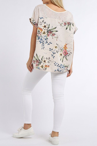 Linen Bouquet Top - Mocha