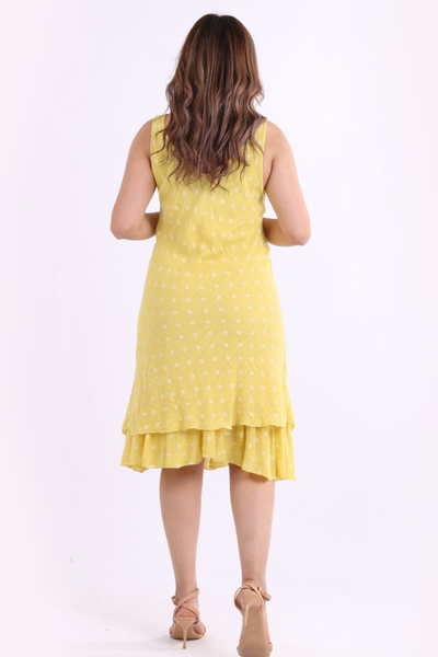 Polka Dot Lined Dress - Mustard