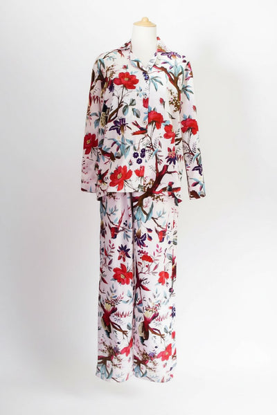 Bird of Paradise Cotton Pyjamas - White, [product type], Lullaby New Zealand