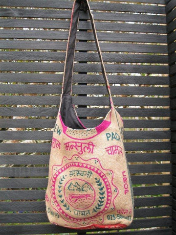 Jute Bag - Himalaya - Green/Pink, [product type], Lullaby New Zealand