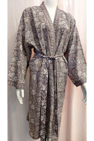Anokhi Midi Kimono Robe – Taupe
