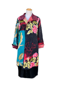 Unique Reversible Coat, Vintage Cotton Batik/Rose - F