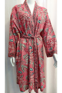 Anokhi Midi Kimono Robe – Pink